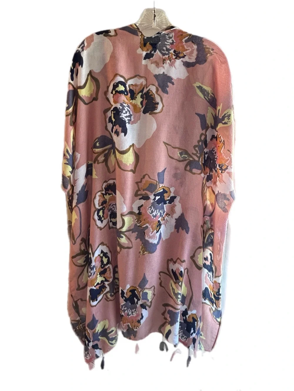 Woven Heart Floral Kimono in Dusty Pink with Navy & Cream Accents